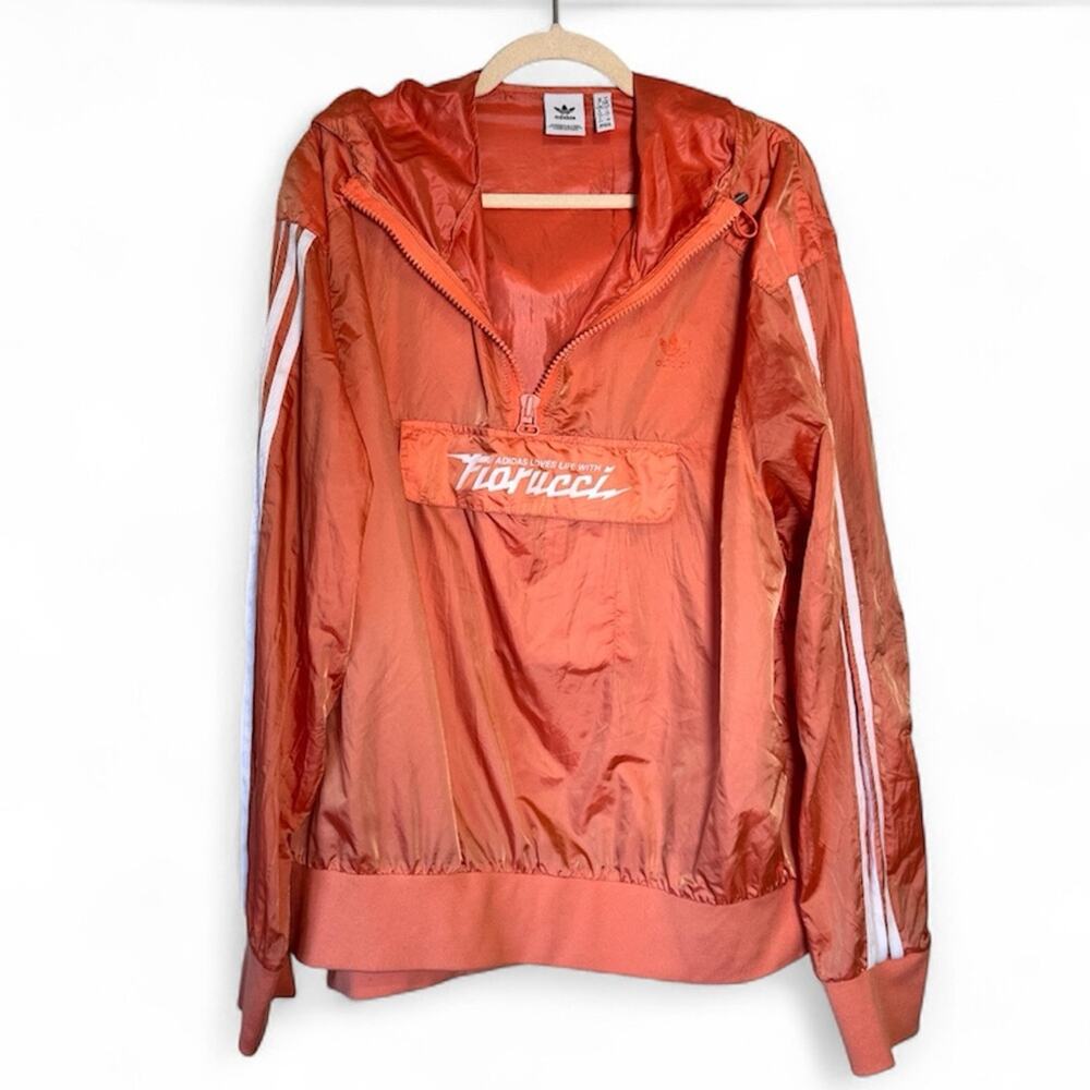 Adidas X Fiarucci Orange Quarter Zip Windbreaker Jacket Women’s L Hoodie Fall